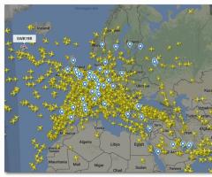 Online map of real aircraft movements